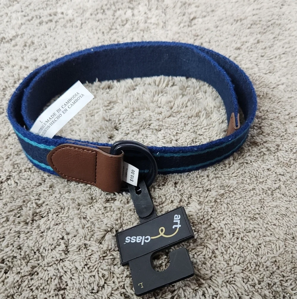 Kids' Reversible Striped Belt - art class Blue L